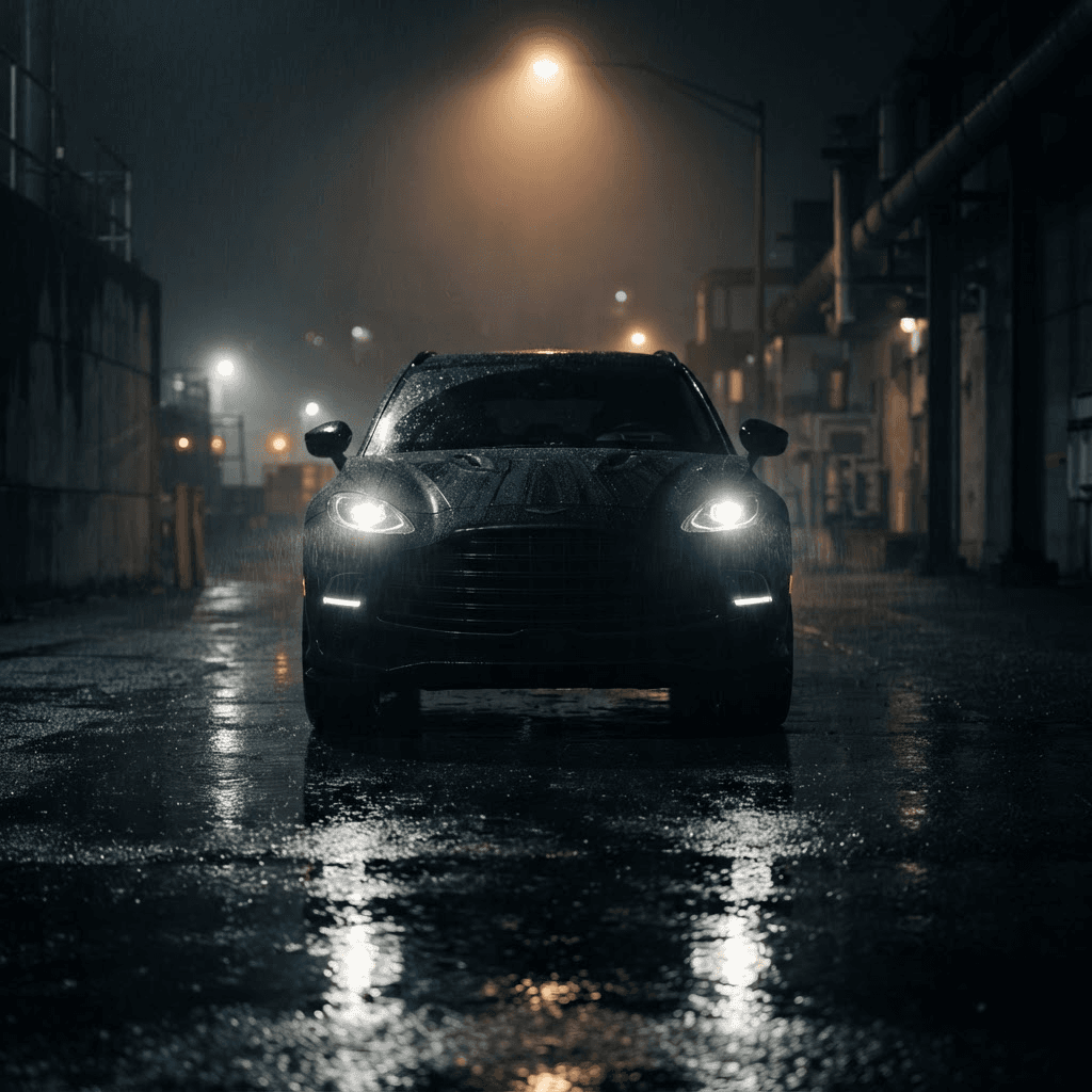Premium SUV night lighting — editorial